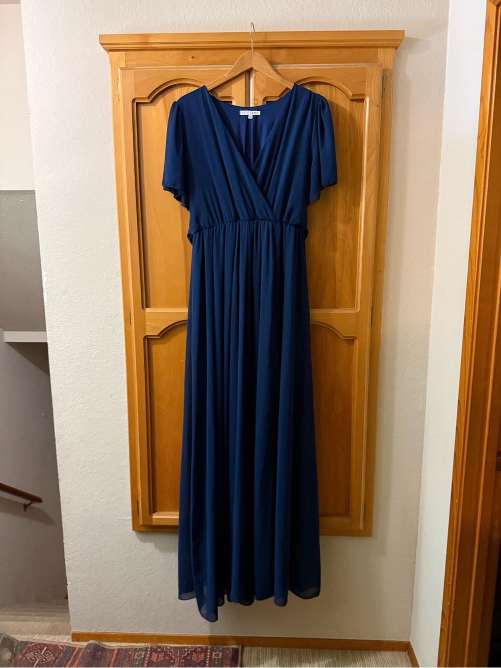 Baltic Born Navy Blue Wrap-Style Maxi Dress
